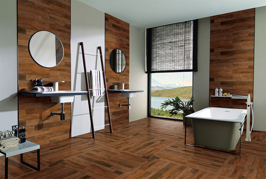 wooden tiles in living room